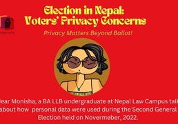 banner ofelection in Nepal: voter's privacy concern with Monisha's illustration indicating their testimony for the campaign 