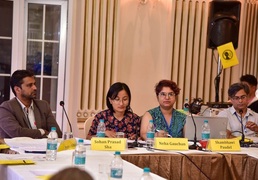 Photo of Neha and Shambhawi from Body & Data in the panel of twelfth annual kathamandu conference on Nepal and The Himalaya